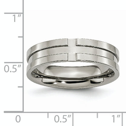 Titan Poliert 6mm Gerillt Ring