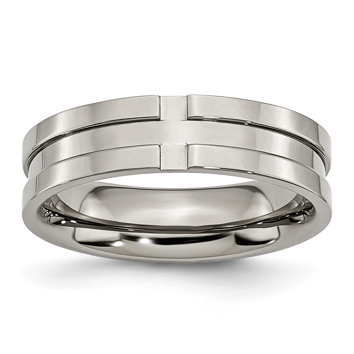Titan Poliert 6mm Gerillt Ring