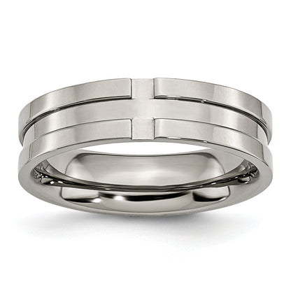 Titan Poliert 6mm Gerillt Ring