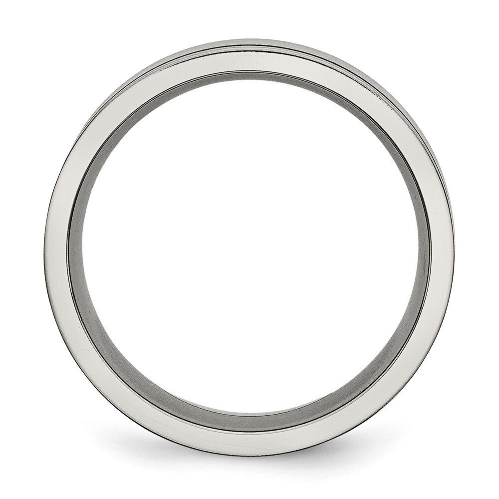 Titan Gebürstet mit Schwarz Gummi 7mm Flach Ring
