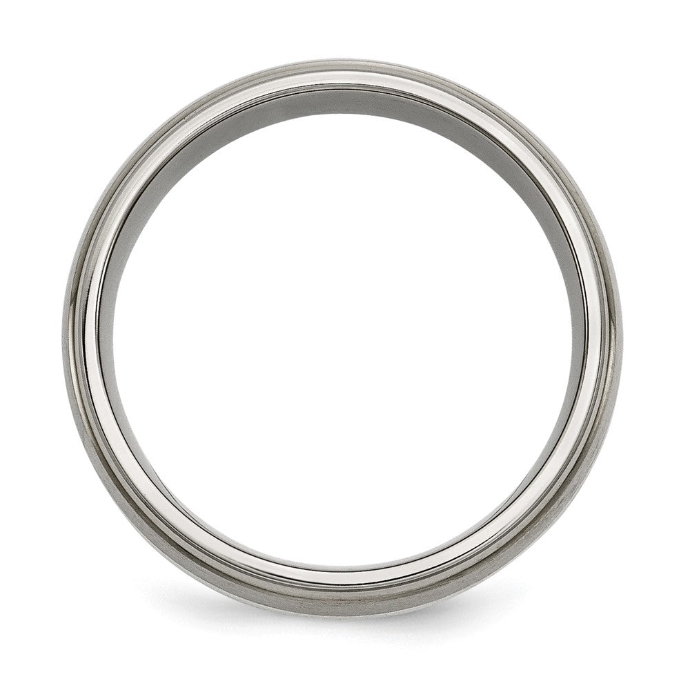 Titan/silver Bicolor Titan Ridged Kante Sterlingsilber Einlage 8mm Gebürstet/polished Ring
