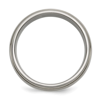 Titan/silver Bicolor Titan Ridged Kante Sterlingsilber Einlage 8mm Gebürstet/polished Ring
