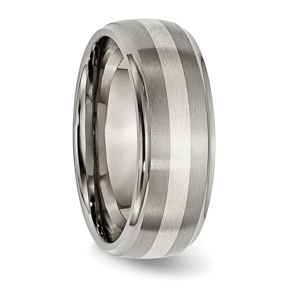 Titan/silver Bicolor Titan Ridged Kante Sterlingsilber Einlage 8mm Gebürstet/polished Ring