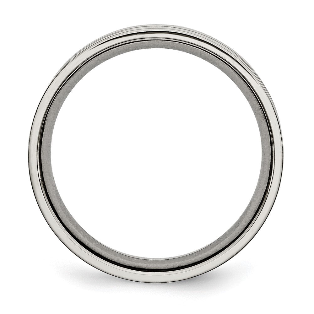 Titan Poliert 6mm Gerillt Ring (size 6 Nur)