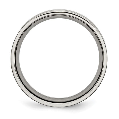 Titan Poliert 6mm Gerillt Ring (size 6 Nur)