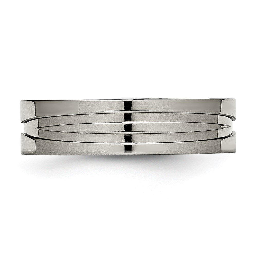 Titan Poliert 6mm Gerillt Ring (size 6 Nur)