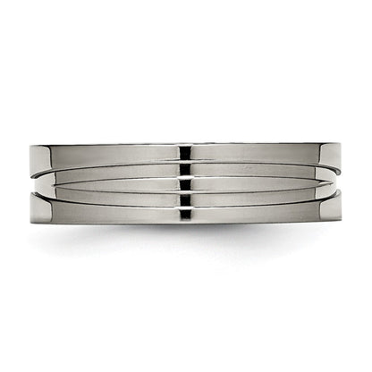 Titan Poliert 6mm Gerillt Ring (size 6 Nur)