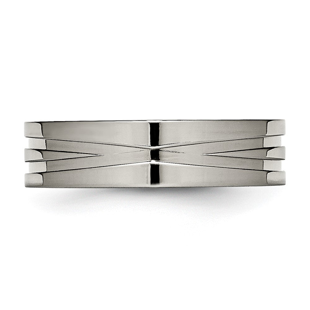 Titan Poliert 6mm Gerillt Ring (size 6 Nur)