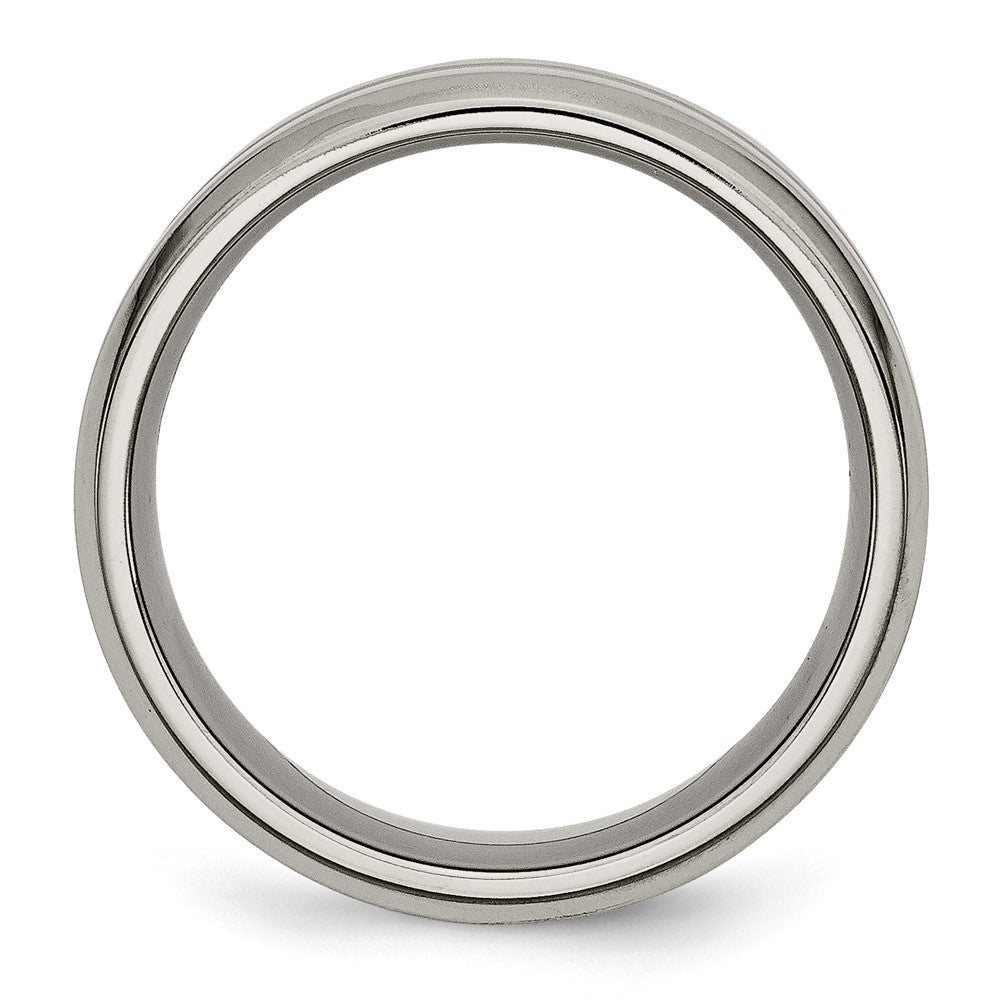 Titan Gerillt Abgeschrägt Kante 8mm Gebürstet und Poliert Ring