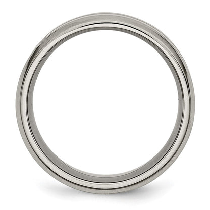 Titan Gerillt Abgeschrägt Kante 8mm Gebürstet und Poliert Ring