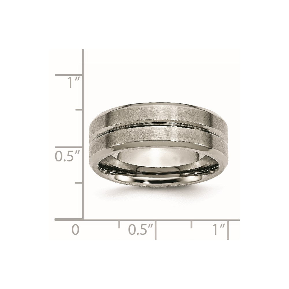 Titan Gerillt Abgeschrägt Kante 8mm Gebürstet und Poliert Ring