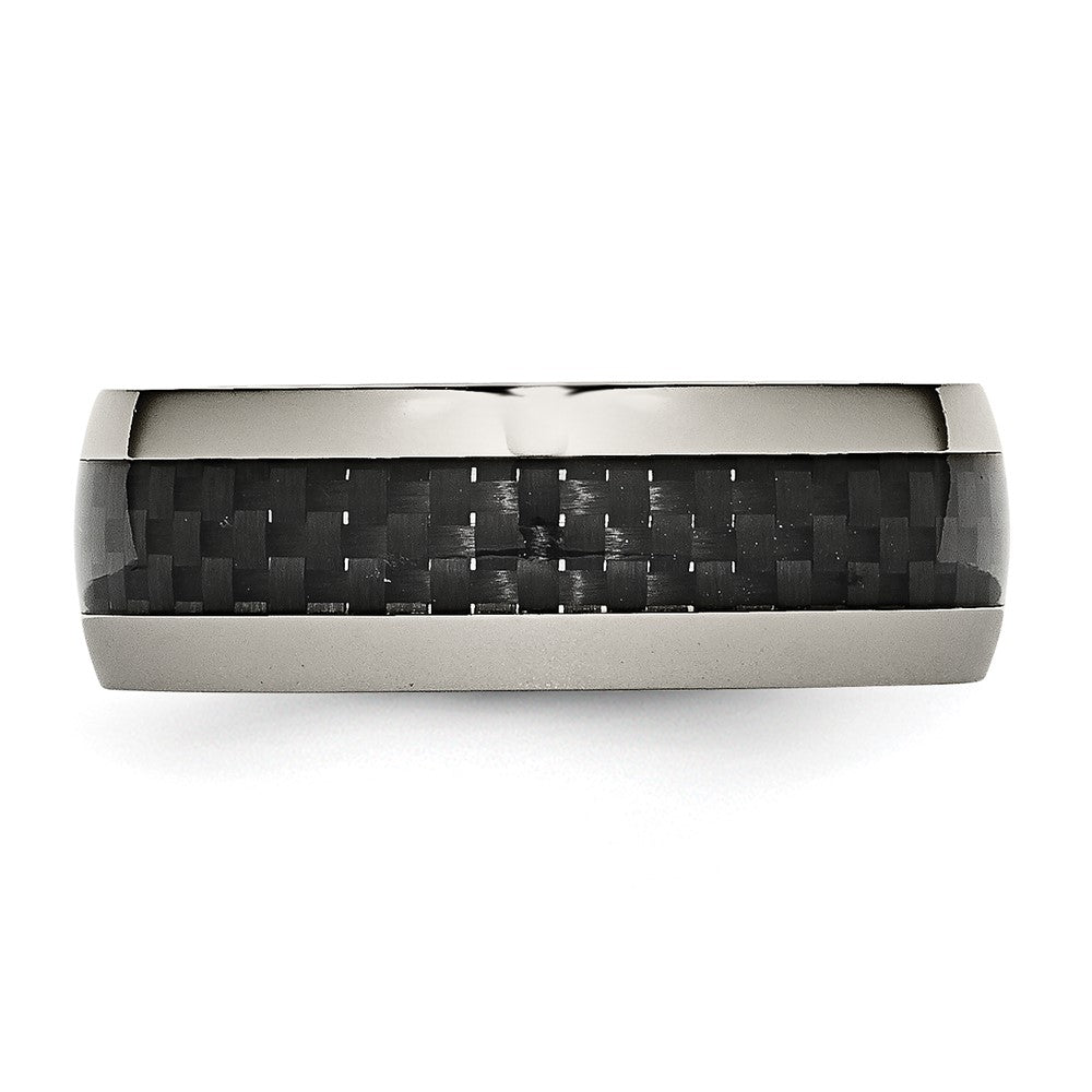 Titan Poliert Schwarz Karbon Faser Einlage 8mm Ring