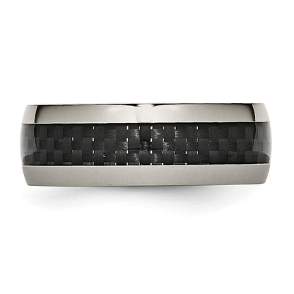 Titan Poliert Schwarz Karbon Faser Einlage 8mm Ring