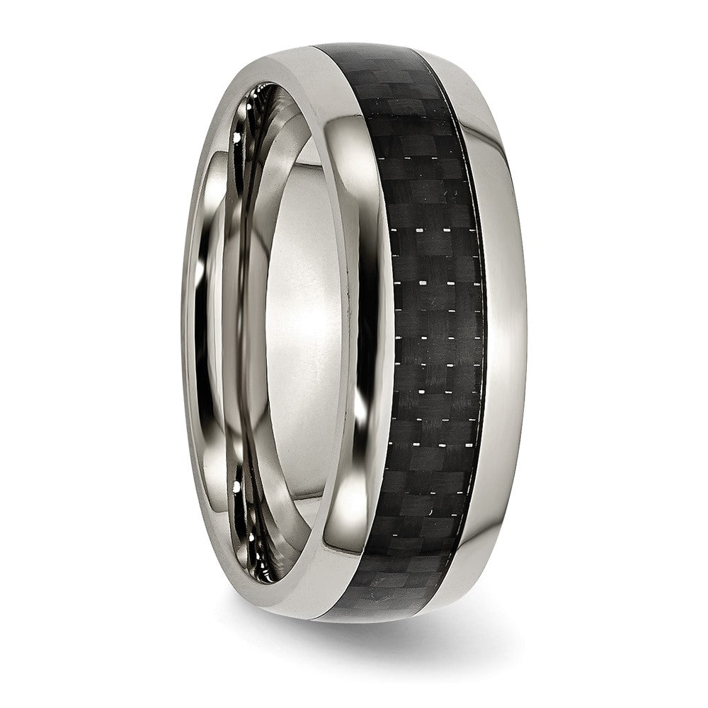 Titan Poliert Schwarz Karbon Faser Einlage 8mm Ring