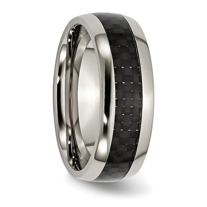 Titan Poliert Schwarz Karbon Faser Einlage 8mm Ring