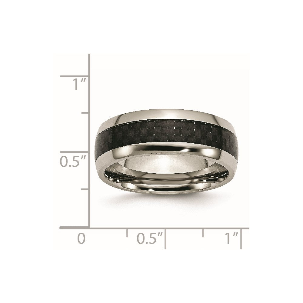 Titan Poliert Schwarz Karbon Faser Einlage 8mm Ring
