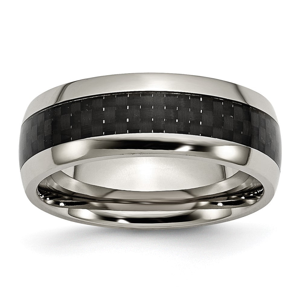 Titan Poliert Schwarz Karbon Faser Einlage 8mm Ring