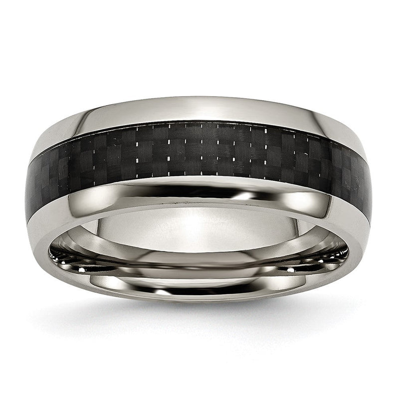 Titan Poliert Schwarz Karbon Faser Einlage 8mm Ring