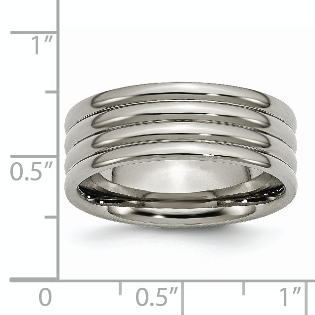 Titan Gerillt 8mm Poliert Ring