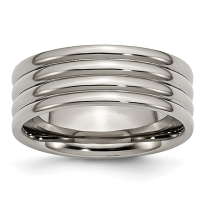 Titan Gerillt 8mm Poliert Ring