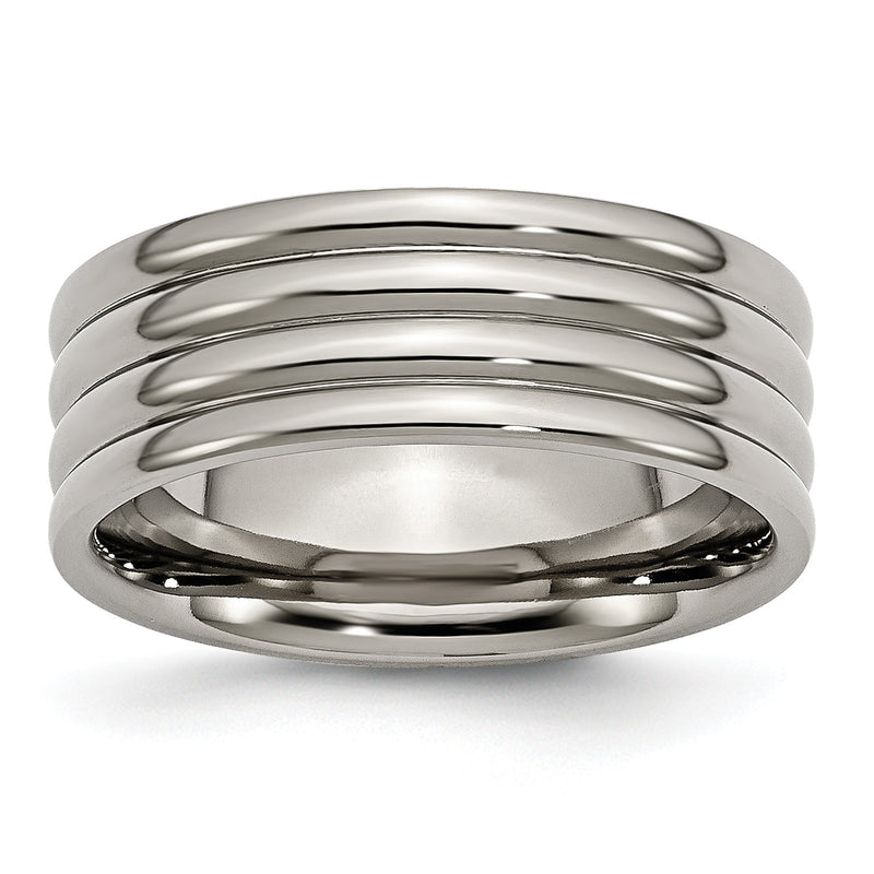 Titan Gerillt 8mm Poliert Ring