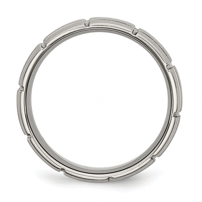 Titan Gebürstet Mittig 8mm Gerillt Ring