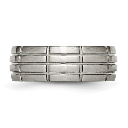 Titan Gebürstet Mittig 8mm Gerillt Ring