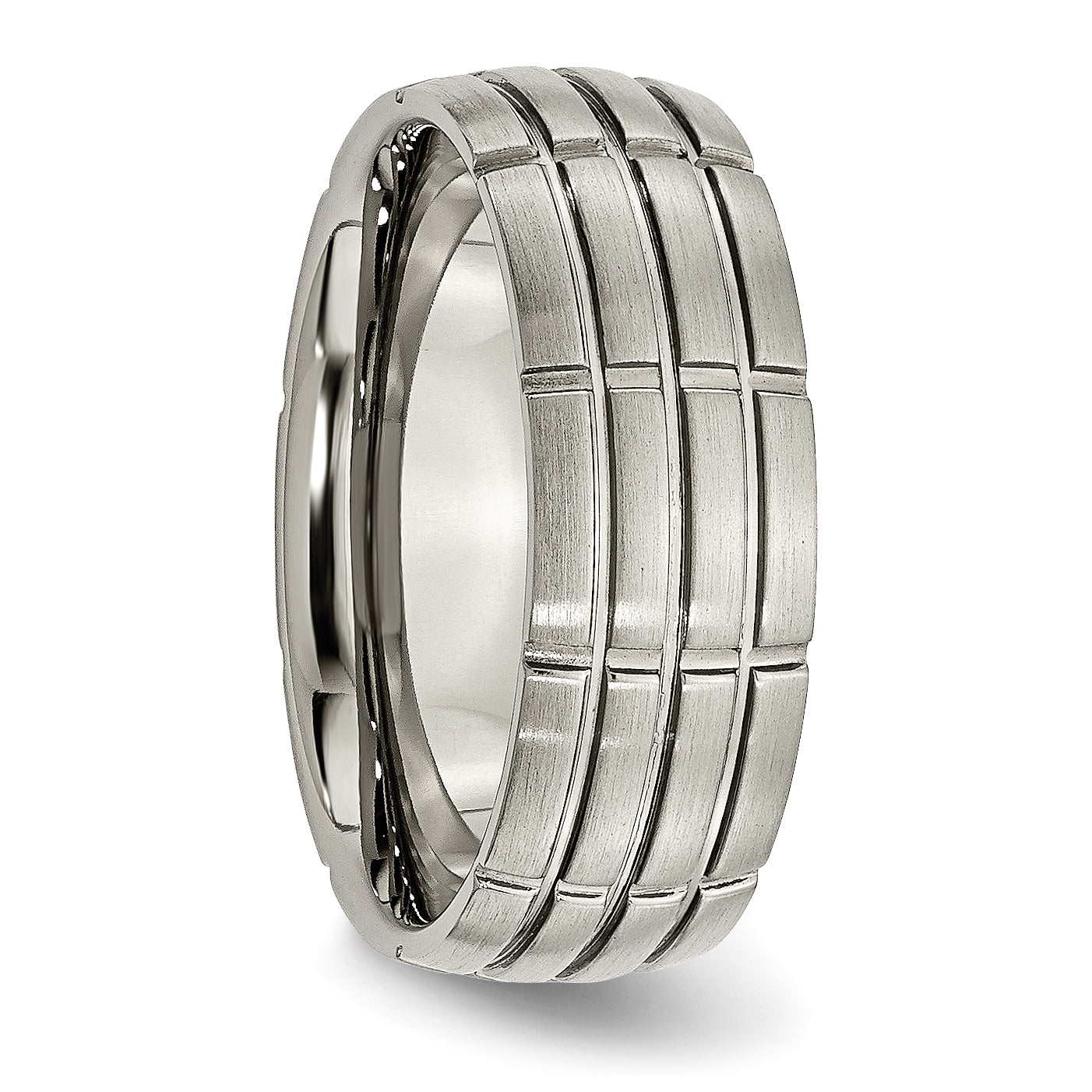 Titan Gebürstet Mittig 8mm Gerillt Ring