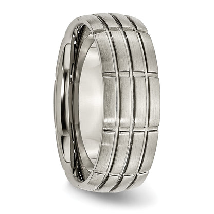 Titan Gebürstet Mittig 8mm Gerillt Ring