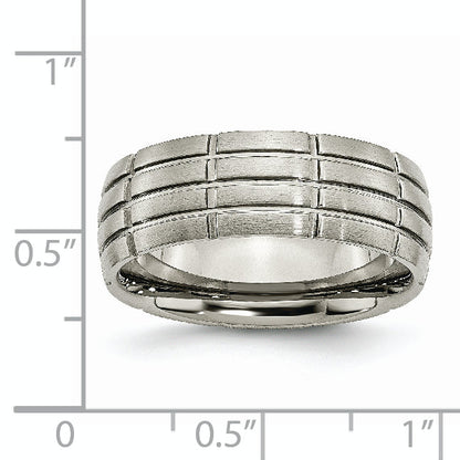 Titan Gebürstet Mittig 8mm Gerillt Ring