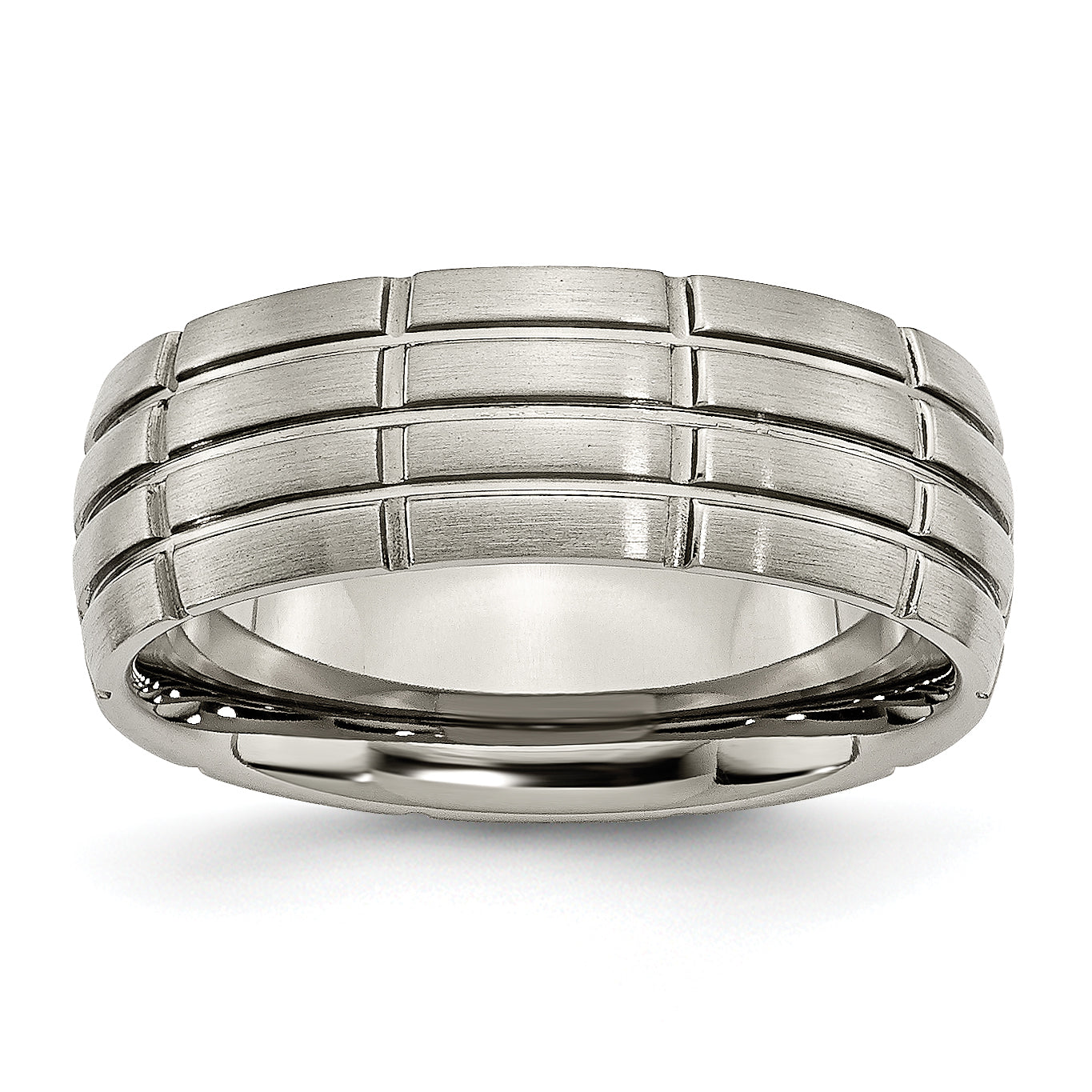 Titan Gebürstet Mittig 8mm Gerillt Ring