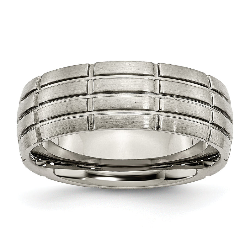 Titan Gebürstet Mittig 8mm Gerillt Ring
