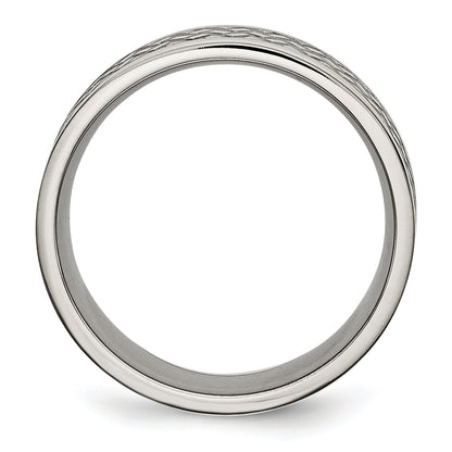 Titan Poliert 8mm Weave Design Ring