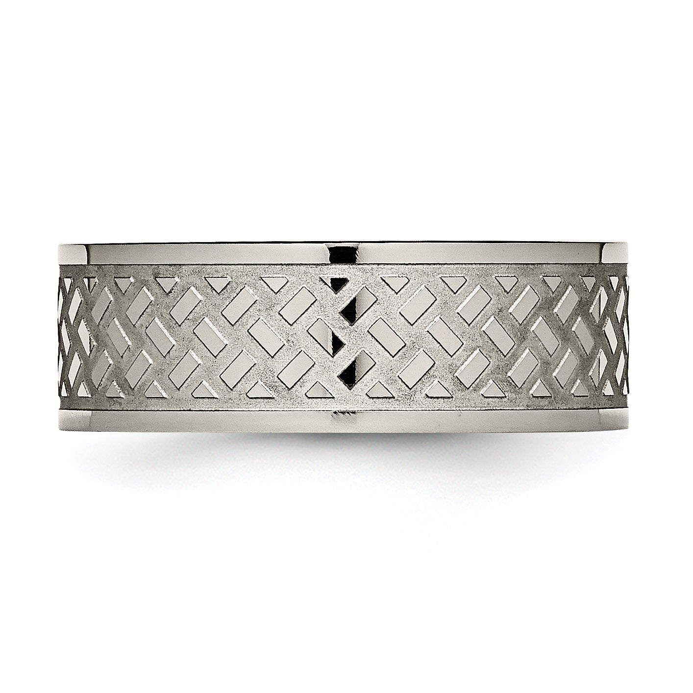 Titan Poliert 8mm Weave Design Ring