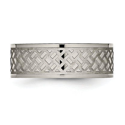 Titan Poliert 8mm Weave Design Ring