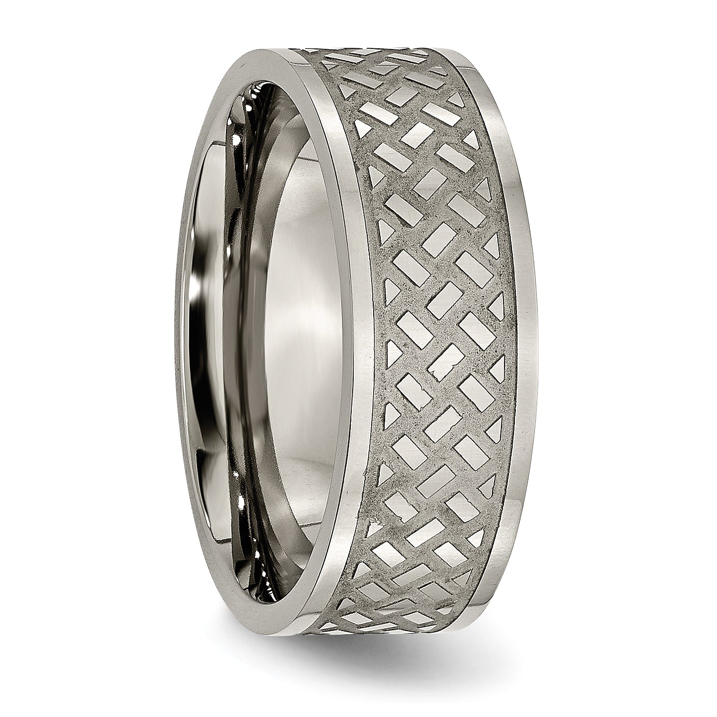 Titan Poliert 8mm Weave Design Ring