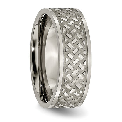 Titan Poliert 8mm Weave Design Ring