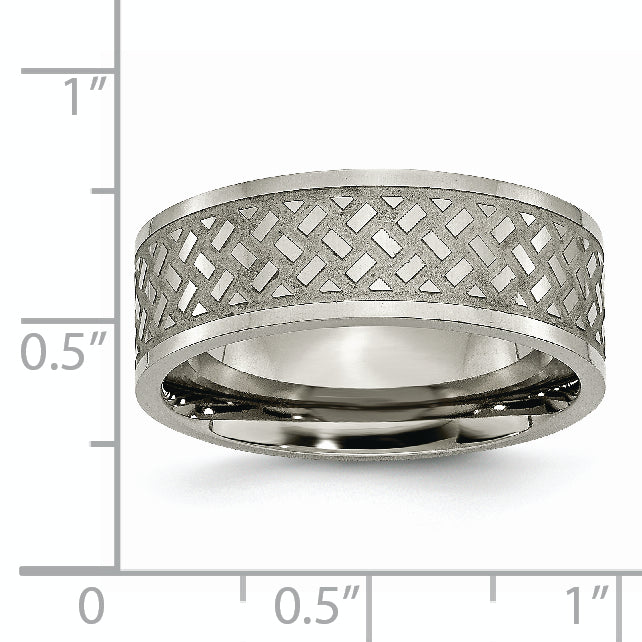 Titan Poliert 8mm Weave Design Ring