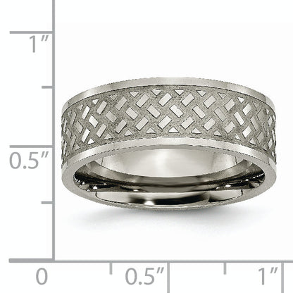 Titan Poliert 8mm Weave Design Ring