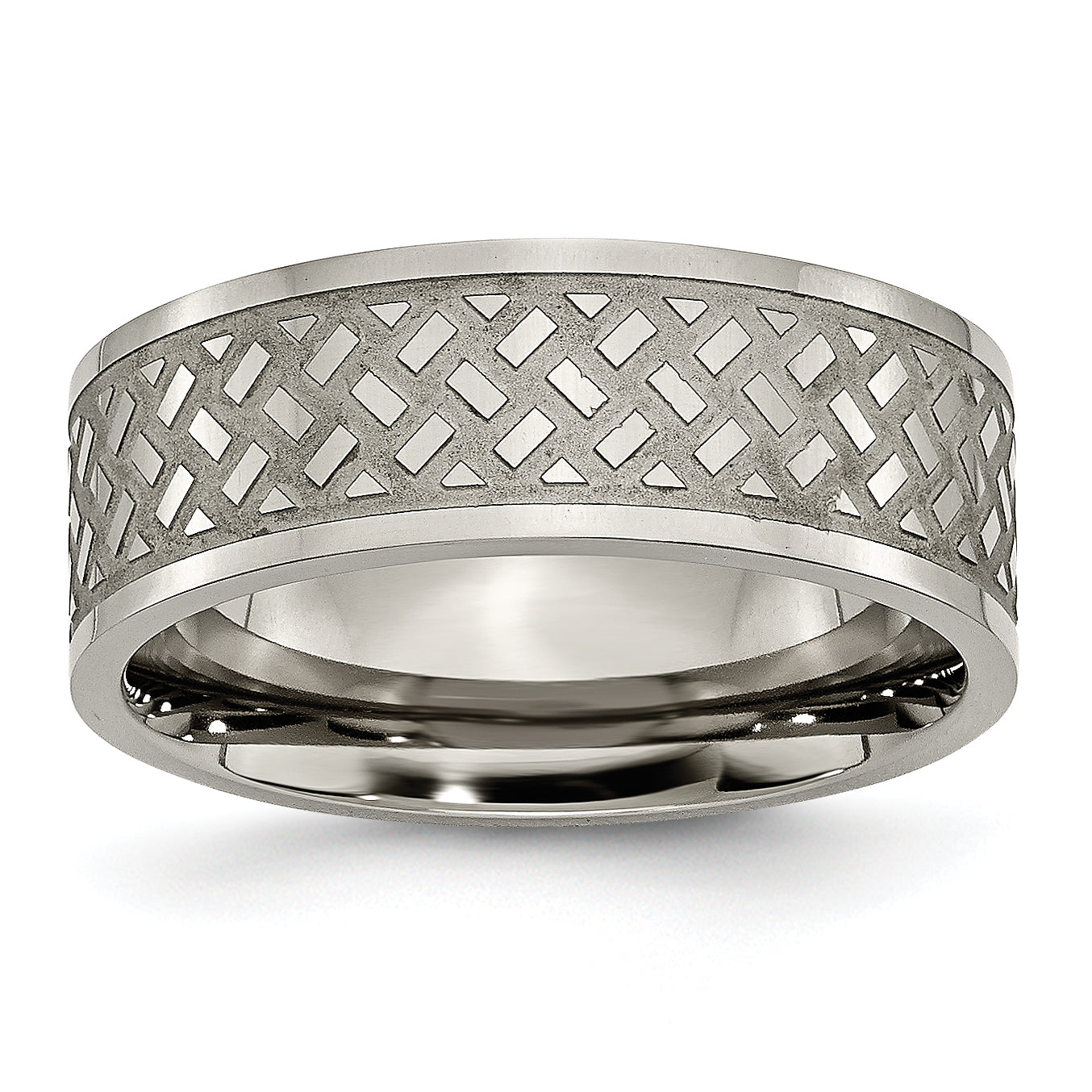 Titan Poliert 8mm Weave Design Ring