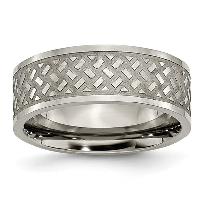 Titan Poliert 8mm Weave Design Ring