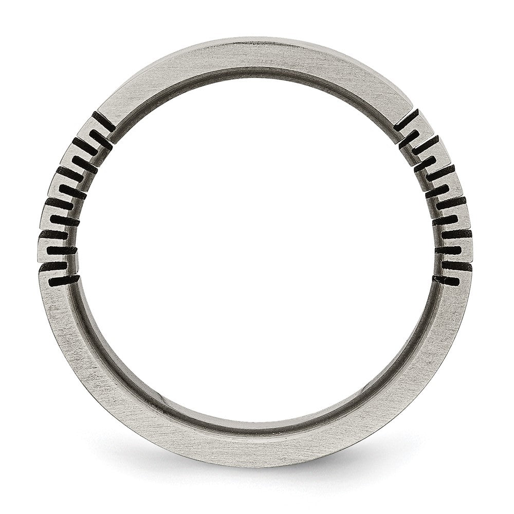 Titan Flach Gerillt 6mm Gebürstet Ring