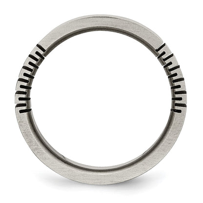 Titan Flach Gerillt 6mm Gebürstet Ring
