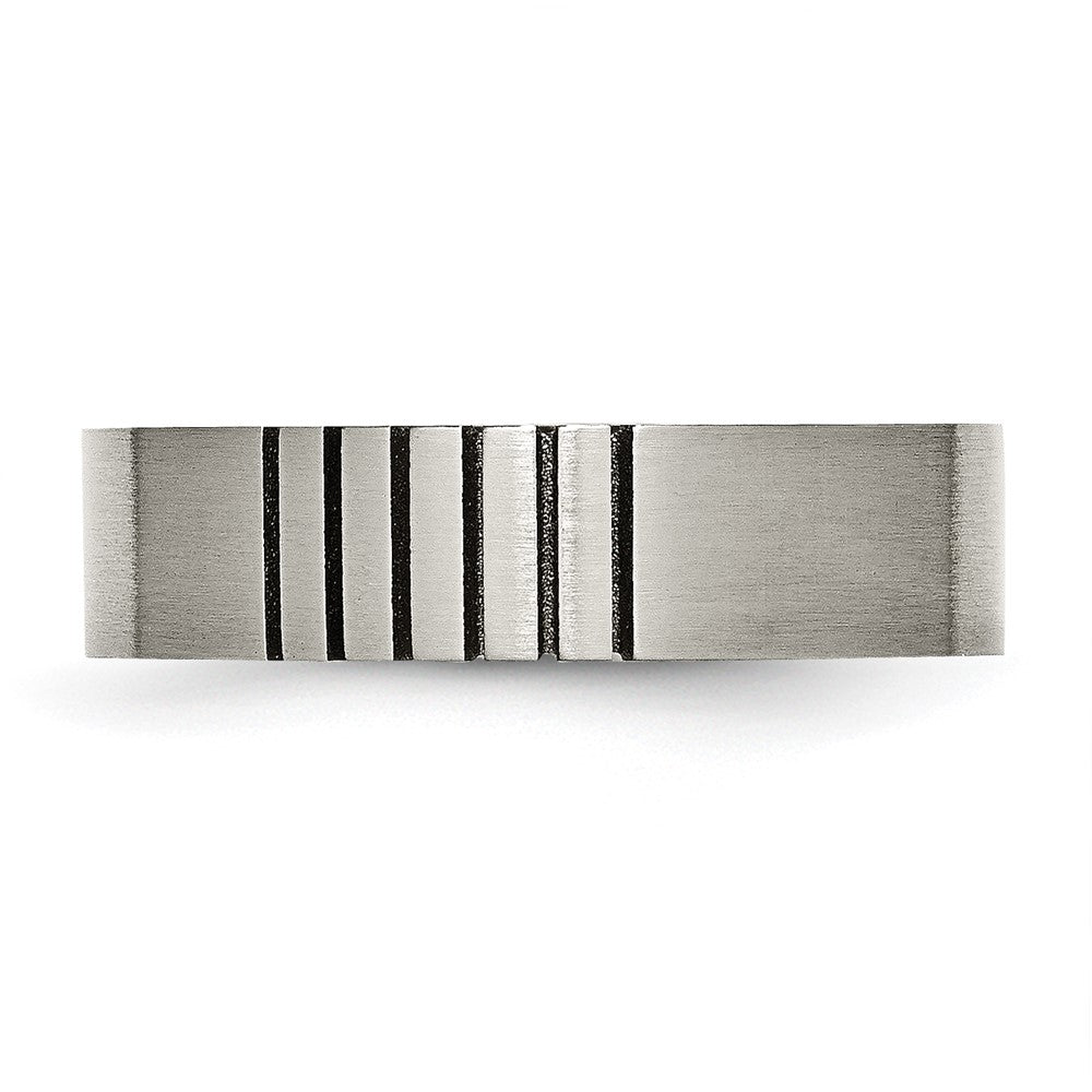 Titan Flach Gerillt 6mm Gebürstet Ring