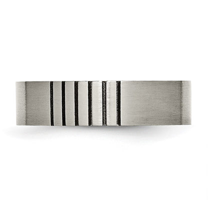 Titan Flach Gerillt 6mm Gebürstet Ring