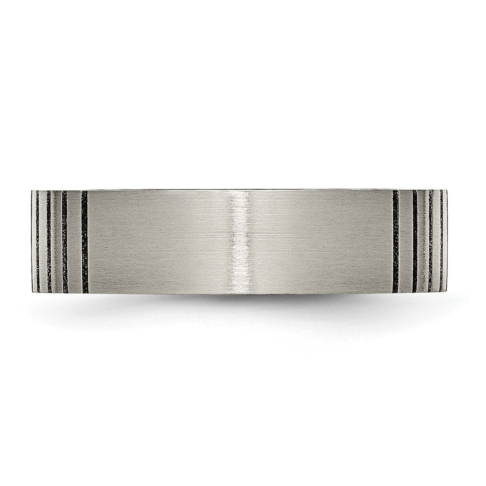 Titan Flach Gerillt 6mm Gebürstet Ring