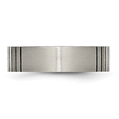Titan Flach Gerillt 6mm Gebürstet Ring