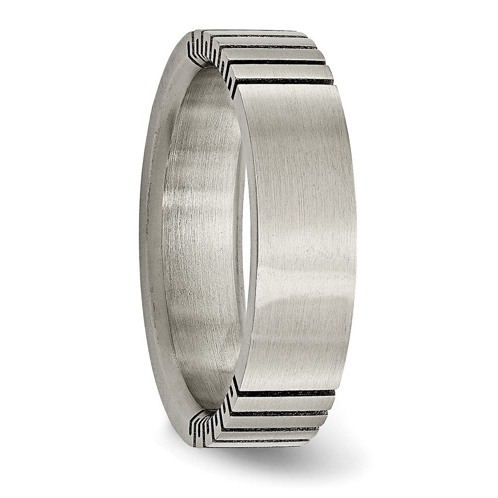 Titan Flach Gerillt 6mm Gebürstet Ring
