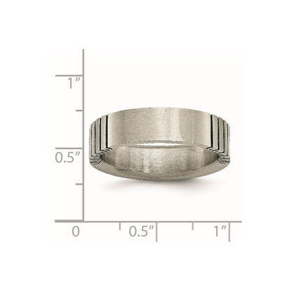 Titan Flach Gerillt 6mm Gebürstet Ring