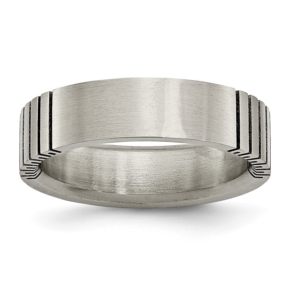 Titan Flach Gerillt 6mm Gebürstet Ring